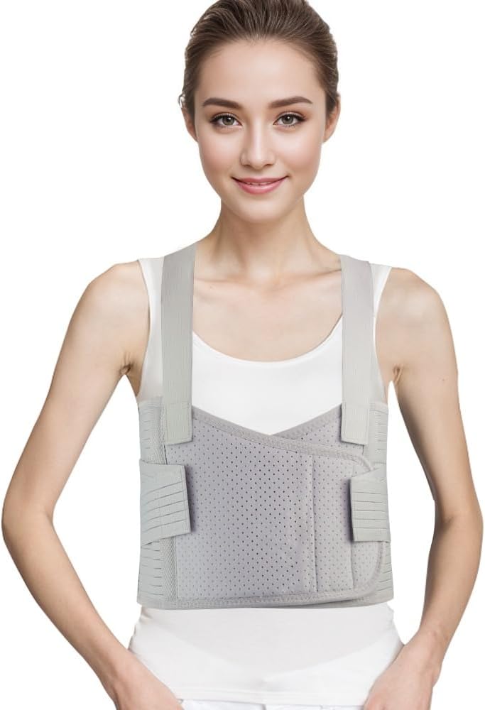 Rib Brace for Women,Adjustable Rib Compression Wrap with Cross Straps, Chest Support for Rib Fractures, Chest Strains, and Dislocations,Rib Braces Fixation Strap for Men (L/XL)