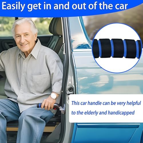 KOUNATSURI Car Door Handle for Elderly Car Assist Support Handle Multifunction Car Door Latch Bar for Seniors and Handicapped(Blue)