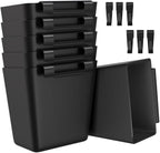 6 Pack Rolling Cart Accessories, Black Plastic Hanging Cup Holder for Utility Storage Carts Organizer, Rolling Carts Accessories with 6 Cup Holders and 6 Hooks for Art, Craft, Makeup