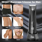 INVJOY Manscape Body & Pubic Hair Trimmer for Men w/Light - No Nick, No Cut, Balls Trimmer - No Razor Burn Groin, Body Groomer Shaver, IPX7 Waterproof Electric Razor w/Recharge Dock, Gift for Men Dad