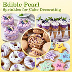 Purple Pearl Sugar Sprinkles, Edible purple ball Sprinkles for Cake Decorating, Cake Decorations, Cupcake Toppers, Wedding Party Holiday Supplies, 110g/3.88oz (4 Sizes Mix)