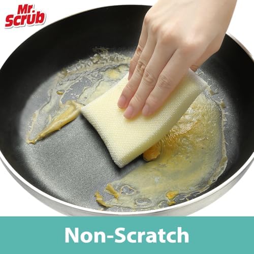 Mr. Scrub All-Purpose Sponges, Non Scratch, for Washing and Cleaning Dishes, Premium Scrub and Scrubbers, 12 Pads, Ideal for Kitchen, Bathroom