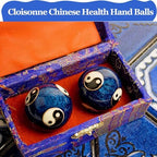 Generic 1.85'' Cloisonne Health Hand Balls Yin-Yang Chinese Meditation Baoding Feng Shui Healthy Exercise Stress Balls with Gift Box, Blue