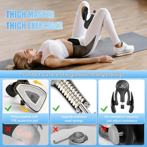 Thigh Trainer for Women, 15-70LB Adjustable Resistance Inner Thigh Exerciser for Pelvic Floor Muscle Repair, Thigh Trainer Kegel Exercise for Shaping, Yoga & Weight Loss at Home Gym