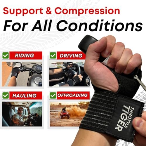 ® Motorcycle Wrist Brace Adjustable Wrist Wraps for Bikers, Wrist Support Reduces Hand Pain and Absorbs Vibration, Enhancing Comfort and Stability (Large)