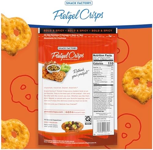 Snack Factory Buffalo Wing Pretzel Crisps, Non-GMO, 7.2 OZ Resealable Bag, (Pack of 2)
