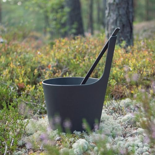 Pisara Speckled Dark Grey Sauna Bucket & Ladle Set