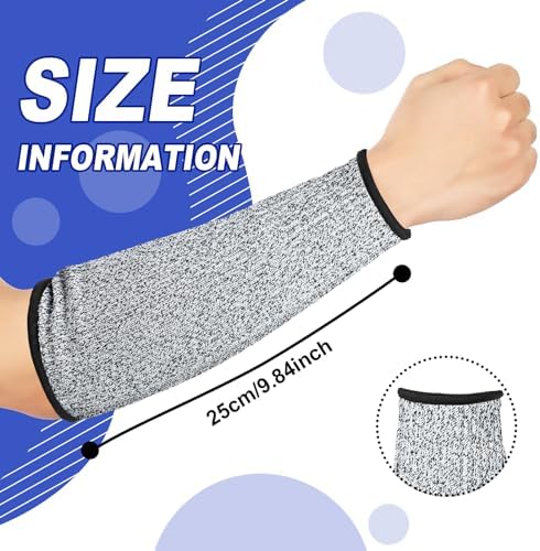 Sintege 3 Pairs Arm Protectors for Thin Skin and Bruising Cut Resistant Forearm Sleeve Level 5 Arm Burn Protection Sleeve(9.8 Inch,Black, Blue, Grey)