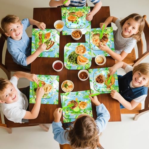 100Pcs Frog Party Decorations - Frog Party Plates and Napkin, FrogTableware, Frog Party Gifts, Frog Birthday Party Supplies - Serves 25 (Frog)