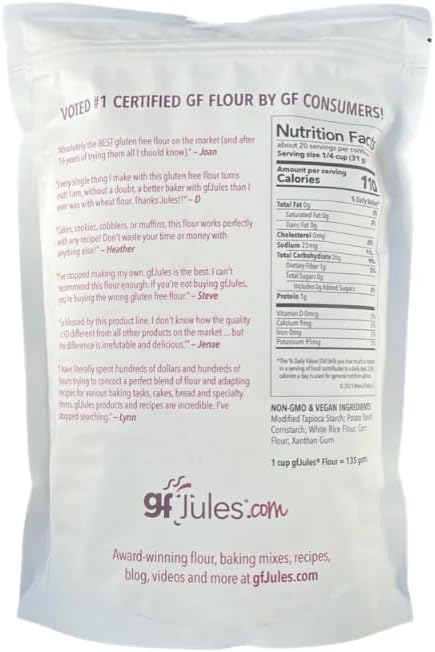 gfJules Certified Gluten Free All Purpose Flour | No Grit | Non-GMO, Vegan | Certified Top 9 Allergen-Free & Kosher | Cup for Cup | Voted #1 by Gluten Free & Celiac Consumers | 1.5 lb. Pouch