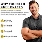 CAMBIVO 2 Pack Knee Braces for Knee Pain, Knee Compression Sleeve for Men and Women, Knee Support for Meniscus Tear, Running, Weightlifting, Workout, ACL, Arthritis, Joint Pain Relief (Black,X-Large)