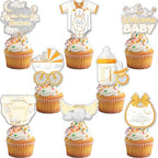 24Pcs A Little piece of Heaven Cupcake Toppers - Glitter Heaven Sent Baby Shower Party Decorations for Birthday Cake Décor