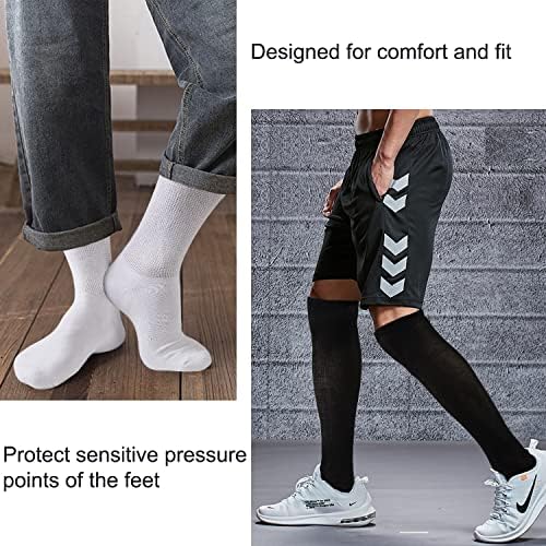 Non-Binding Over the Knee Diabetic Socks for Men, 4 Pairs Circulatory Socks with Cushion Sole