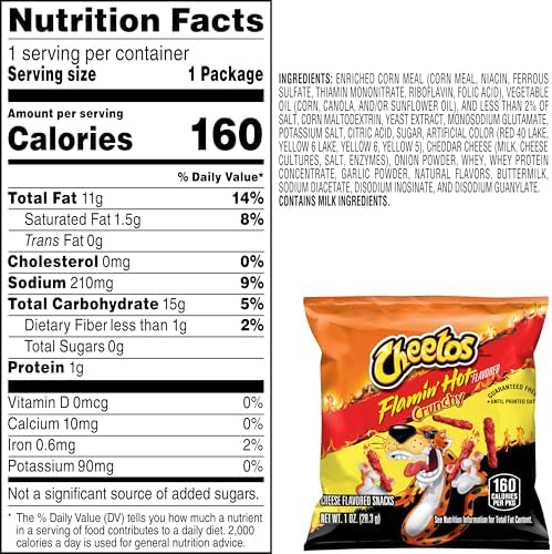 Cheetos Crunchy Flaming Hot, 1 Oz, 10 Pack