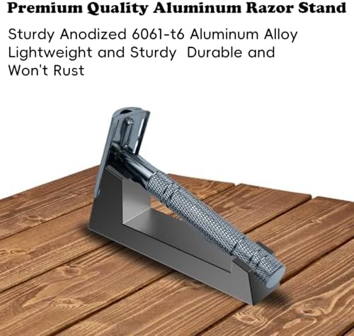 Aluminum Alloy Razor Stand, Safety Aluminum Men's Shaving Stand Black for Bathroom Countertops, Compatible with Henson AL13, AL13-M and Ti22, Anti-Rust and Durable