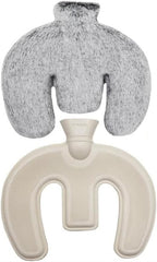U Shaped Hot Water Bottle, Neck and Shoulder Hot Water Bottle,1L Hot Water Bag with Detachable Cover Soft Plush Neck Warmer,Warmer Hot/Cold Water Wrap Pillow (Black&White)