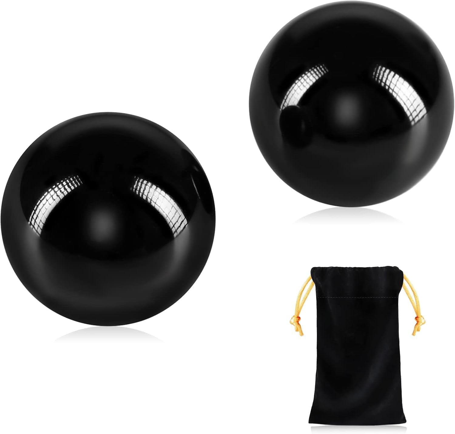 2PCS Solid Steel Baoding Balls Chinese Health Exercise Massage Balls with Carry Pouch for Stress Relief Hand Exercise Balls (50mm)