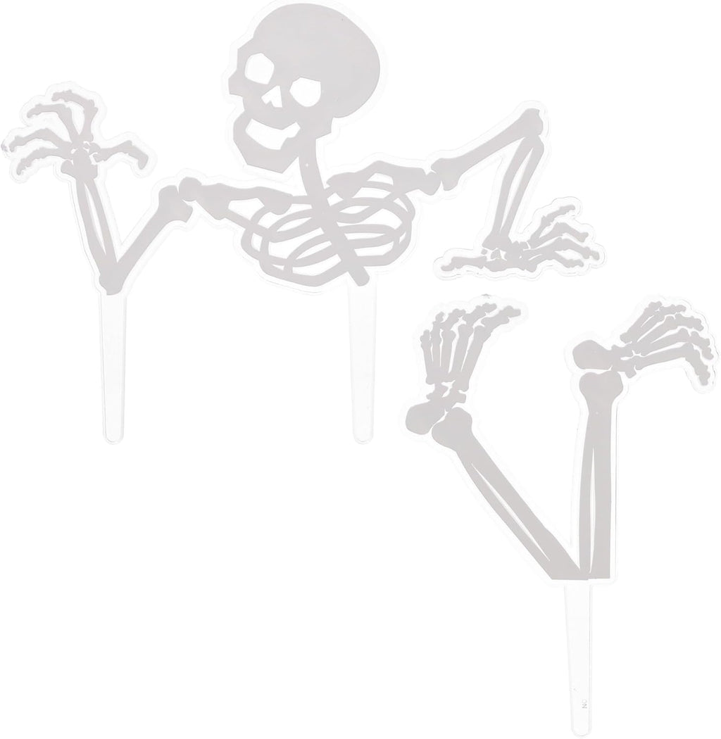 DecoPac Spooky Skeleton Cake Topper, Ready To Use Halloween Cake Decorations For Parties & Cakes - 2 Piece