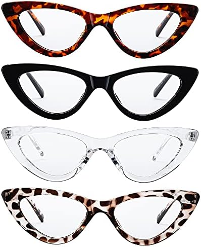 Yogo Vision Reading Glasses Blue Light Blocking Cat Eye Eyeglasses Computer Readers Anti Eyestrain for Women 4 Pk