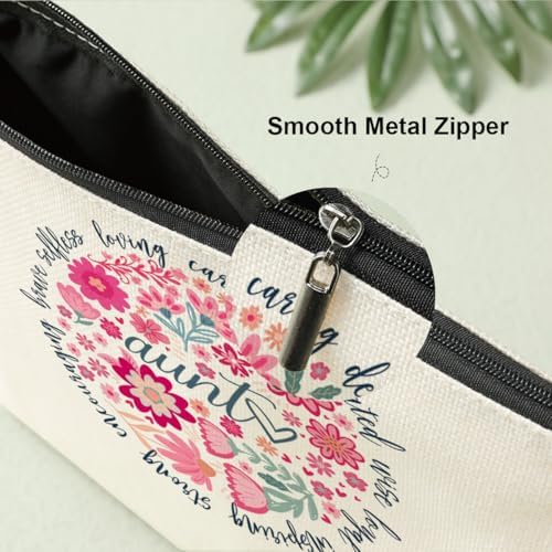 Aunt Gifts Makeup Bag，Auntie Gift Ideas,Aunt Birthday Gifts for Women Auntie New Aunts Mother's Day Appreciation Cosmetic Bags,Abstract Floral Zipper Pouch Travel Toiletry Bag Accessories Organizer