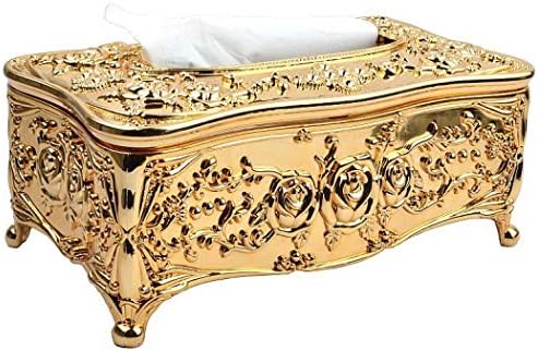 Luxurious Rose Tissue Box Acrylic Holder Cover Luxurious Elegant Design Tissue Holders Paper Holder Napkin Holder for Home Toilet Bath (Gold)