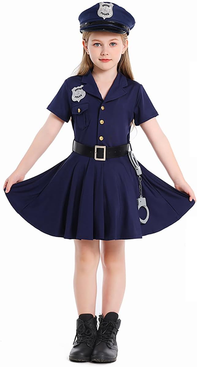 Dress Up Police Officer Costume Kids Cop Uniform for Girls