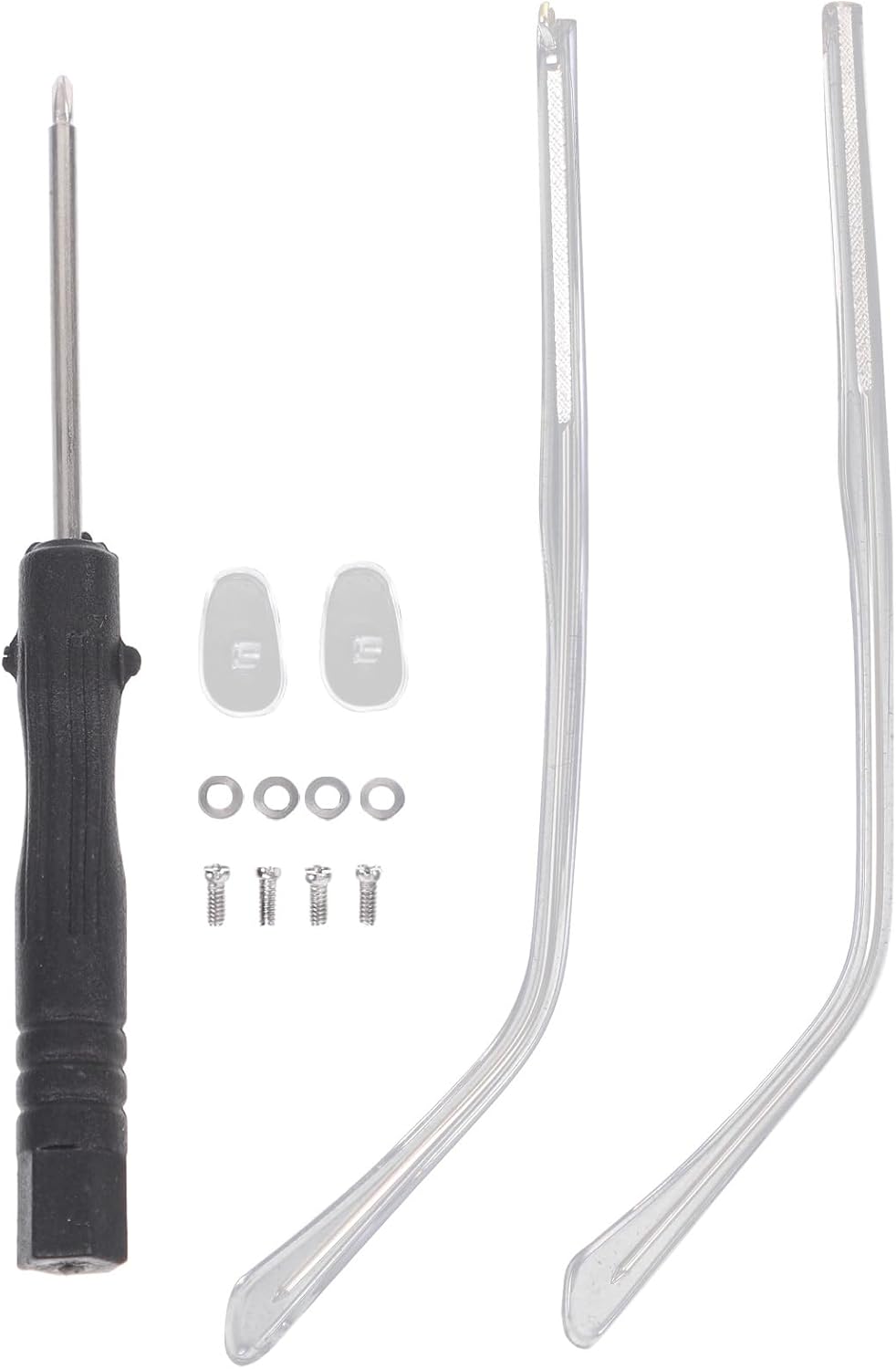 TEHAUX 1 Pair Metal Glasses Arms Replacement, Universal Glasses Temple - Convex Teeth Eyeglass Arms Legs for Eyewear Sunglasses Repair, Silver