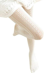 SurBepo Women Fishnet Hollow Out Knitted Patterned Thick Warm Stockings Tights Vertical Strips Pantyhose For Female