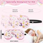 2 Pcs Sleep Mask for Kids Girls, Silk Eye Covers for Sleeping, Adjustable Strap & Light Blocking Design, Children's Bedtime Blindfold for Travel and Home Use (Rainbow Unicorn)
