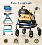 Walkers for Seniors Rollator Walkers with Seat, 350lb Capacity with Cup Holder & Cane Holder, 8'' All Terrain Wheels, Adjustable Handles and Seat Height, Foldable Design, Blue