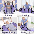 Positioning Bed Pad with Reinforced Handles 43" x 36" Patient Transfer Sheet Aid Assistant for Body Lifting, Turning, Repositioning, for Elderly, Incontinence, Caregiver, Purple