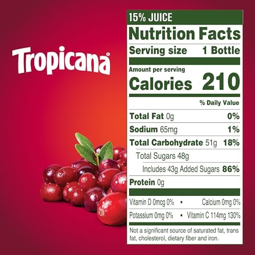 Tropicana Cranberry Juice Drink, 15.2 Ounce Bottle (Pack of 12)