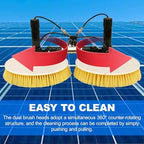 Solar Panel Electric Cleaning Tool, House Water Fed Pole Kit,Photovoltaic Panel Electric Cleaning Brush,Dual Brush Heads - 360° Counter-Rotating,with Water Pump + 20m Water Hose,3.5m