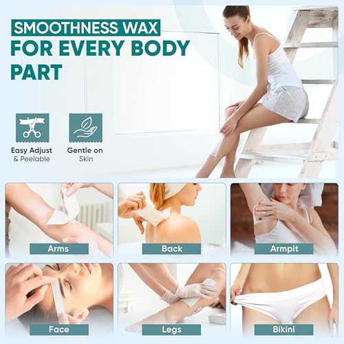 Amira Beauty 200 Non Woven Wax Strips for Hair Removal - Gentle Wax Paper for Waxing Face, Bikini, and Body - Pre Cut, Tear Resistant Small and Large Strips