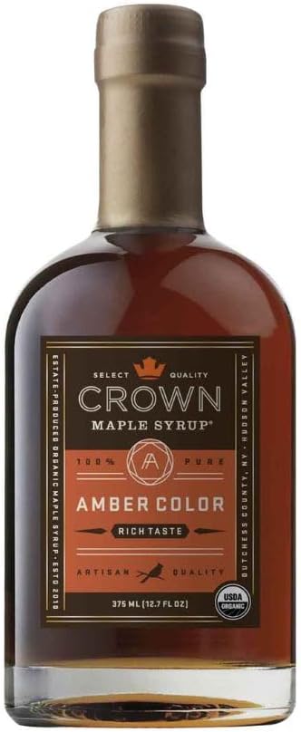 Crown Maple Amber Color, Rich Taste Organic Maple Syrup, 12.7 Fl Oz, Flavor Marinades, Cocktails, Pancakes, Squash & Bacon