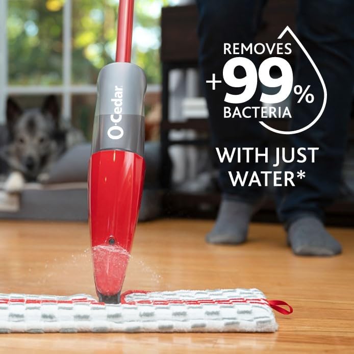 O-Cedar ProMist MAX Spray Mop, PMM with 3 Extra Refills, Red