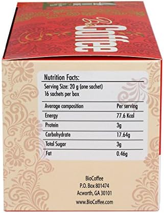 Bio Coffee- First Organic Instant Non-dairy Alkaline Coffee (2 Boxes, 32 total sachets)