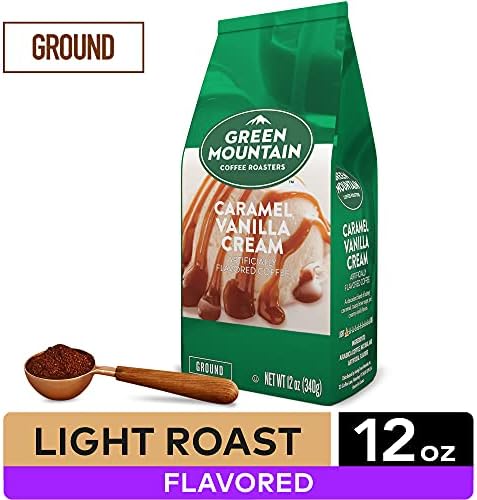 Green Mountain Coffee Roasters, Caramel Vanilla Cream, Ground Flavored Coffee, Light Roast, Bagged 12oz.