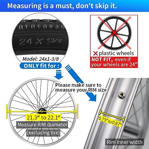 Wheelchair Rear Wheel Solid Tires (Pair) 24x1 3/8" PU Non Pneumatic Tires, Suitable for Manual Wheelchair Tire Replacement (24x1 3/8" Black).