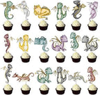 Dragon Party Cupcake Toppers 36Pcs Dragon Theme Cupcake Picks Dragon Birthday Party Decoration Fantasy Dragon Cake Decorations for Flying Dragon Baby Shower Supplies