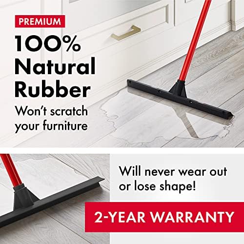 Tyroler Rubber Floor Squeegee Heavy Duty 17", Deck Squeegee Outdoor for Floors with 55" 4 Part Handle, Perfect Outdoor Squeegees for Patio, Tiles, Marble, Garage, Shower, Window