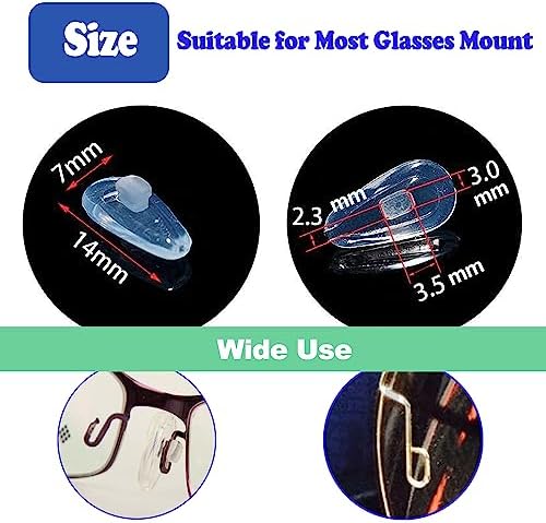 Eyeglass Nose Pads with Push-in, 5 Pairs Soft Silicone Air Chamber Glasses Nose Pad Replacement Kit, Anti Slip Nose Piece/Nose Pads for Glasses Eyeglasses Sunglasses Glasses Cleaning Cloth
