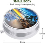Nipichsha Pill Box, Small Pill Case for Purse & Pocket, Cute Medicine Organizer Travel Pillbox, Portable Pill Container Holder to Hold Vitamins, Medication, Fish Oil and Supplements, Sky and Sea