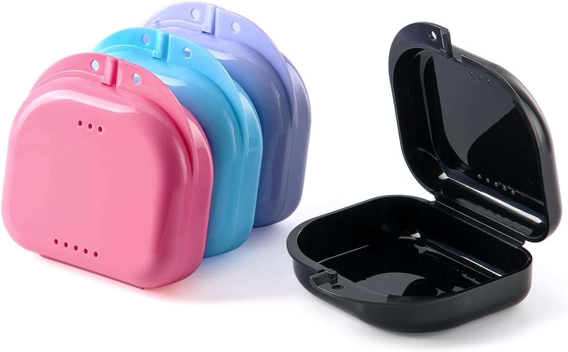 JMU 4 Pack Retainer Case with Vent Holes, Orthodontic Retainer Storage Case Travel Box for Aligner & Mouth Guard
