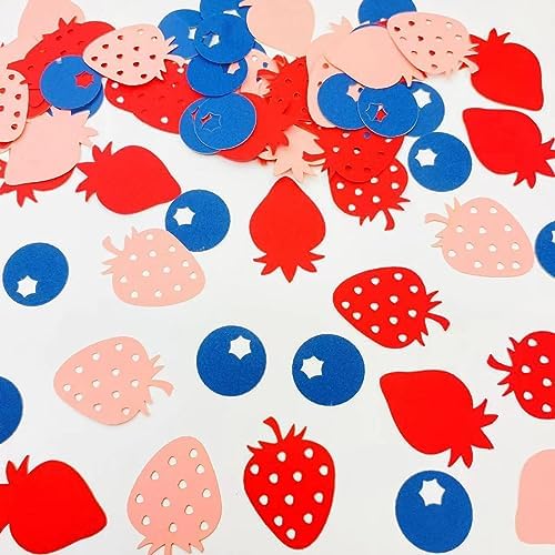 100PCS Strawberry Confetti Red and Pink Strawberry Table Confetti for Birthday Baby Shower Strawberry Theme Party Decoration Supplies