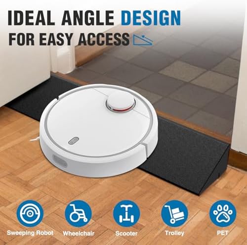Nilight 2" Rise Threshold Ramp for Doorways, 19.7" Wide Low Profile Rubber Smooth Access Door Ramp for Doorway, Curb, Home Steps, Bathroom