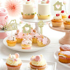 24 Pcs Sweet Home Cupcake Toppers - Gold Glitter Key New Home Cupcake Picks - Housewarming Party Decorations