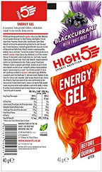 HIGH5 Energy Gels - Quick Release Sports Gels to Power Muscles for Top Performance - Natural Fruit Juice & Caffeine-Free - On The Go Energy Boost for Running, Cycling and More (Blackcurrant, 20 x 40g)