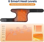 Cordless Heated Knee Brace, Knee Heating Pad for Pain Relief, Heating Pad for Knee Pain Relief, Knee Brace for Knee Pain, 3000mAh Battery Operated Knee Wrap, 6 Heat Levels, 4 Timers, Black