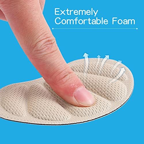 Huethy Back of Heel Cushion Inserts, Mesh Grips Pads for Boots, Loose Shoes Too Big, Reusable Adhesive Heel Guards Liners for Women Men, Improve Shoe Fit, 4PCS-Beige